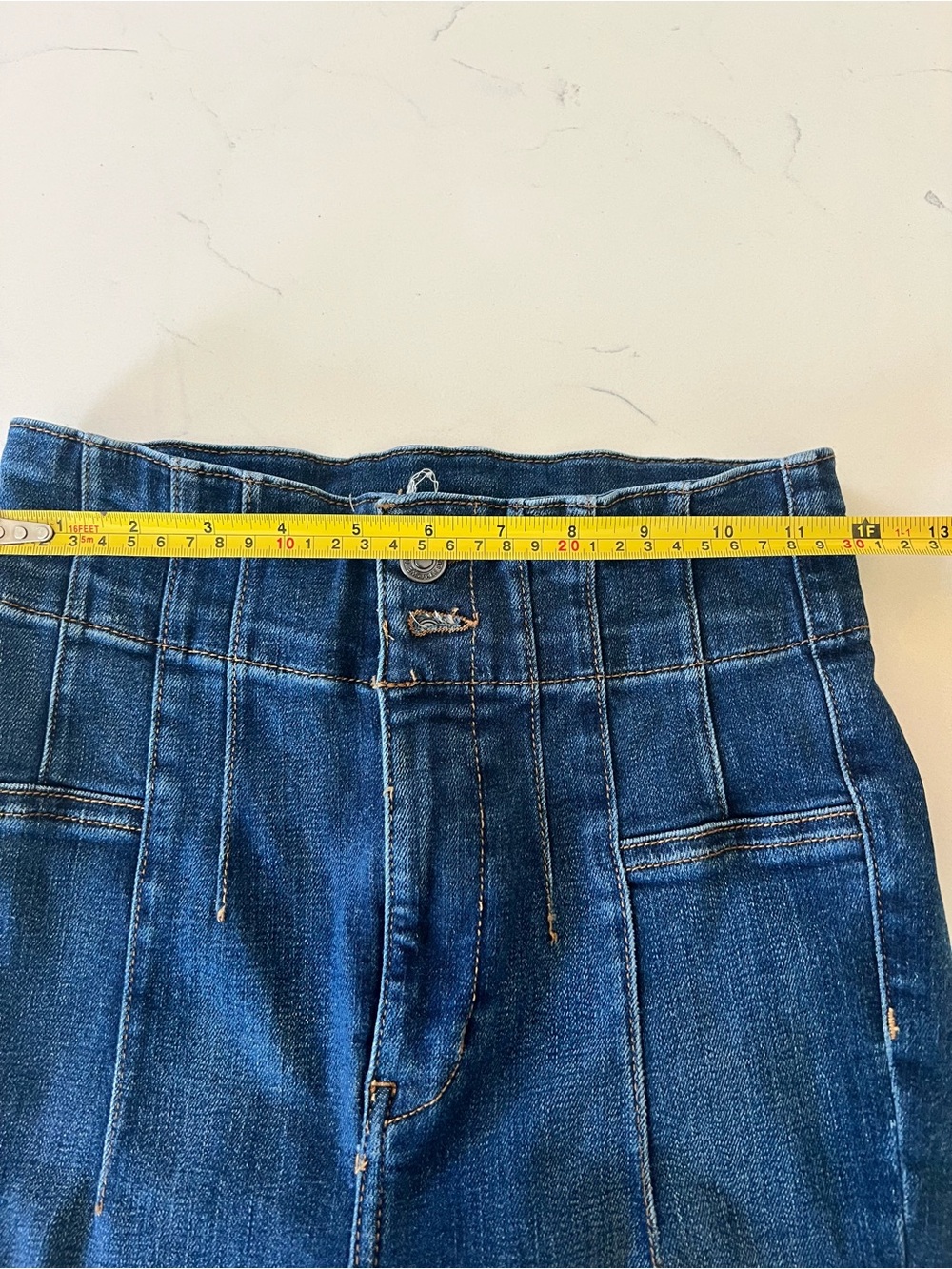 We The Free High Rise Flare Pin-tuck Jeans Flare Jeans Size 26 - Picture 9 of 12